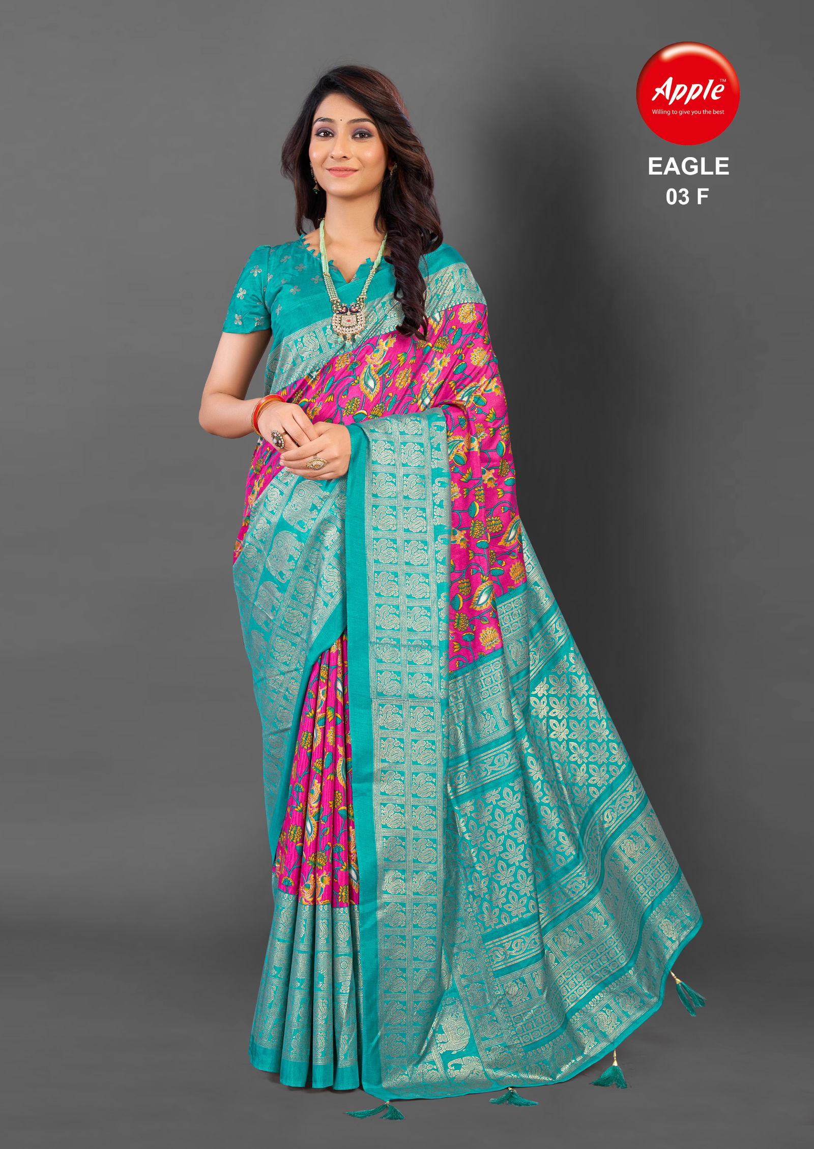 Eagle 03 By Apple Designer Cotton Blend Printed Sarees Wholesale Clothing Suppliers In India
